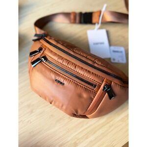 Free People Caraa Sling Orange Terra Cotta Nylon Leather Belt Bag Fanny Pack